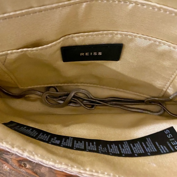 NWT Reiss Sparkly Purse Evening Bag Shoulder Clutch Peach Pinkish Bling - Picture 10 of 11